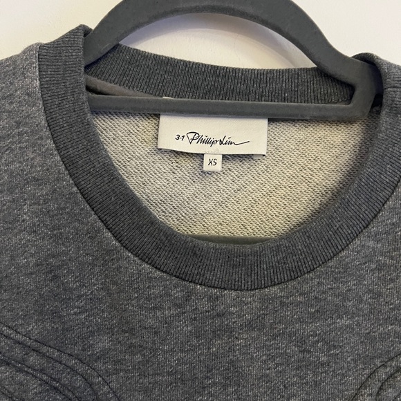 3.1 Phillip Lim Quilted Phoenix Oversized Sweatshirt gray size XS with side zip - Picture 4 of 8